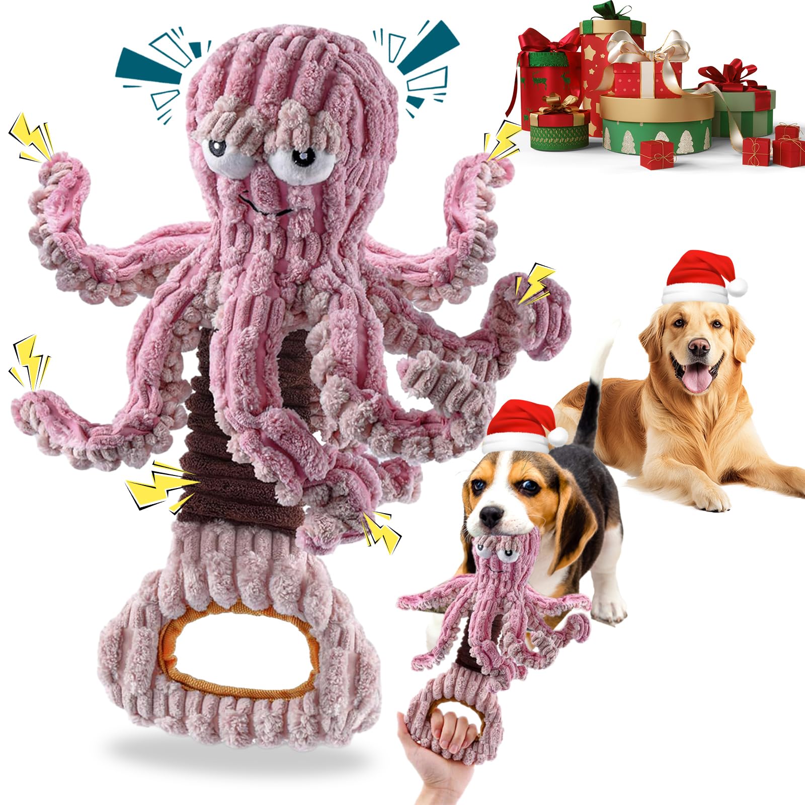 YZHDUXIU octopus squeaky head toy invites active play and retrieval.