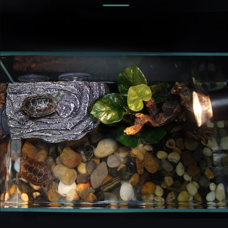 YZHZOM floating dock in turtle tank with natural rock look