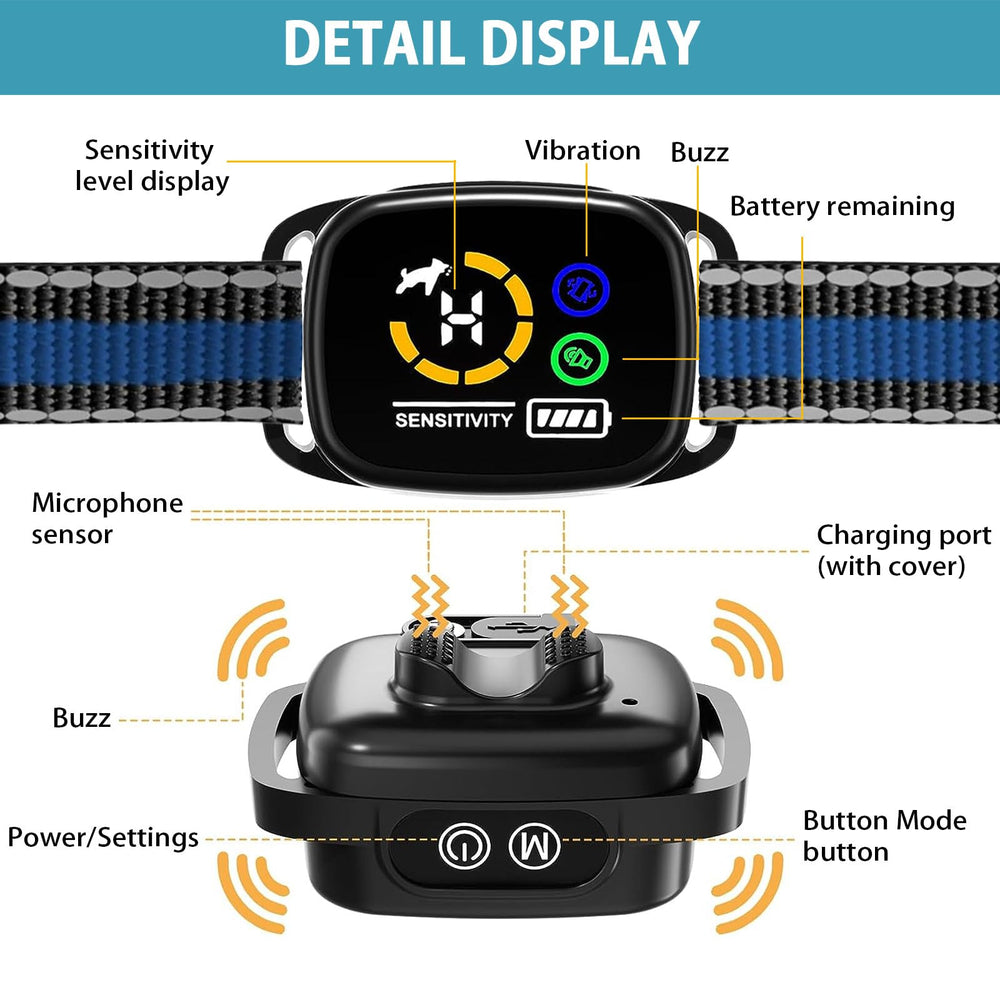 YZWONLY Bark Collar IP67 waterproof design for rain or snow adventures.