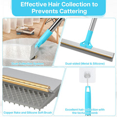 ZABARE pet hair rake features silicone brush for gentle fur gathering on fabrics.