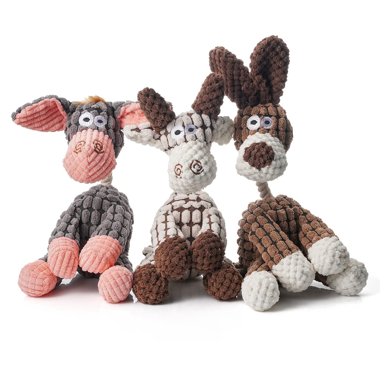 Zagrine squeaky plush dog toy pack with donkey design for engaging play.