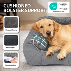 ZAKAPAWS bed with three-sided headrest supports neck and head comfort