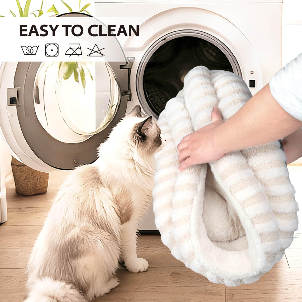 ZAKAPAWS bed with non-slip bottom stays in place on smooth floors.