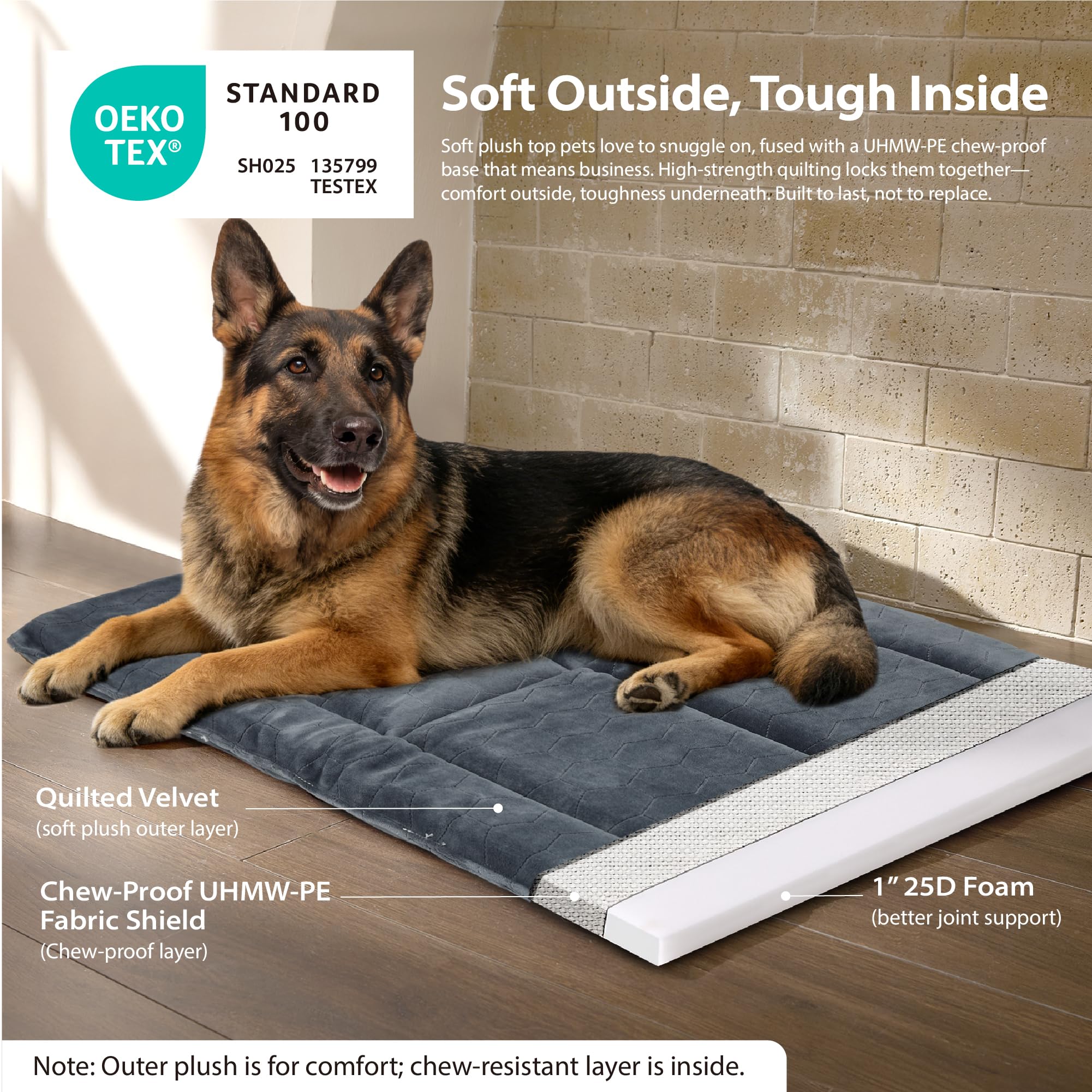 ZAKAPAWS chew-proof dog mat delivers daily durability for rough play.