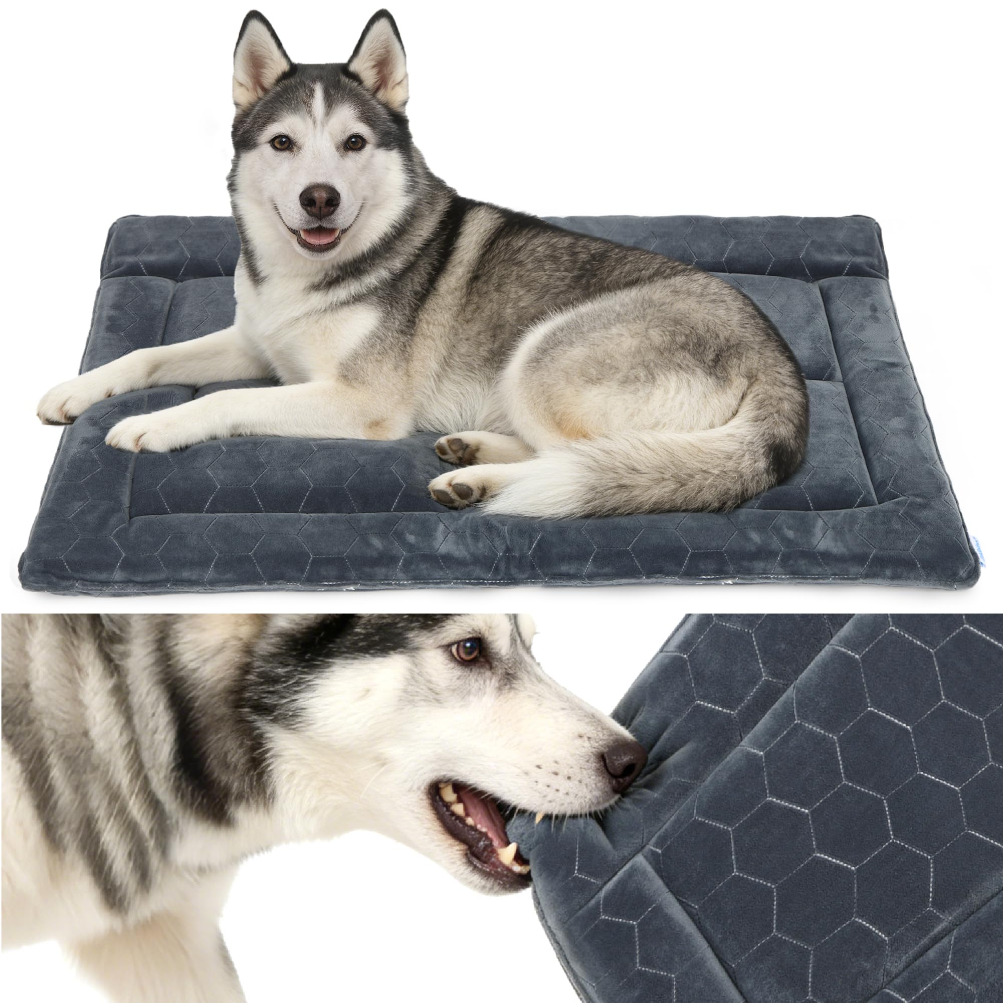 ZAKAPAWS chew-proof dog mat with reinforced corners for durable crate sessions.