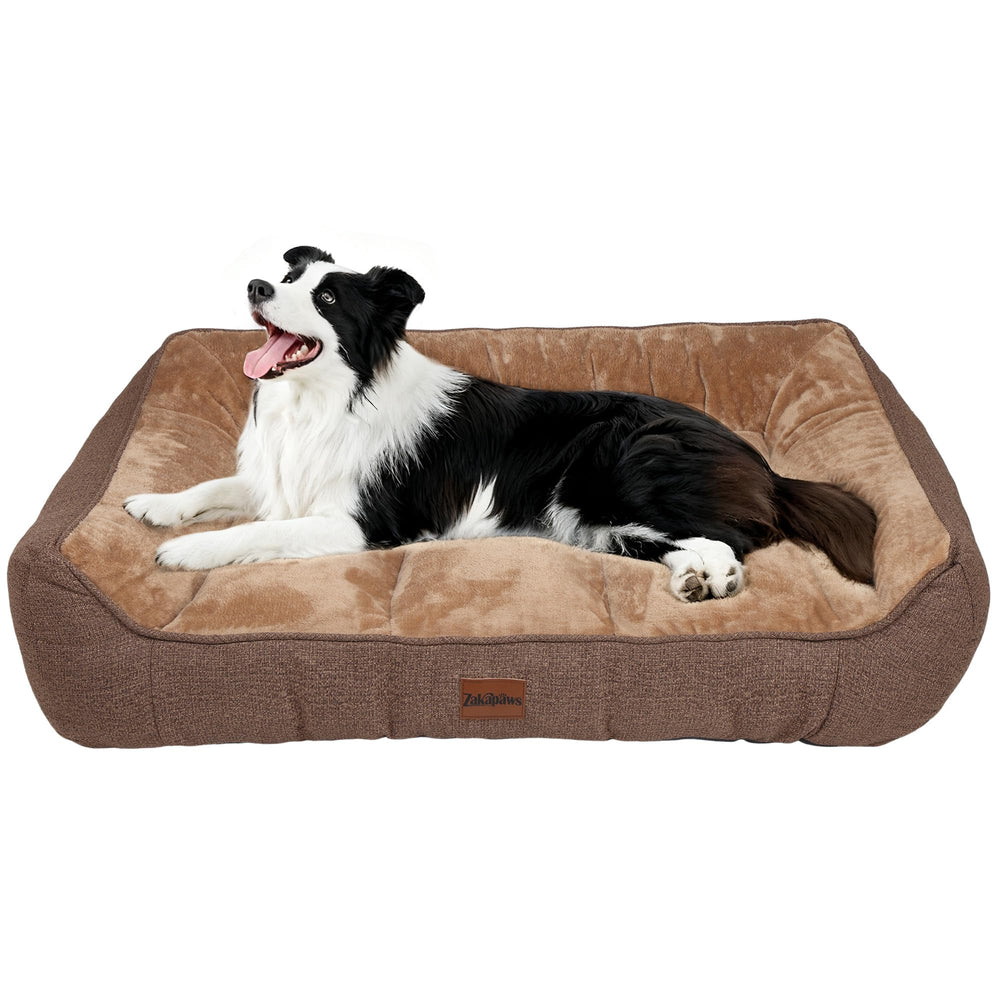 ZAKAPAWS orthopedic bed for large dogs, side view highlighting extra thickness for joint support.