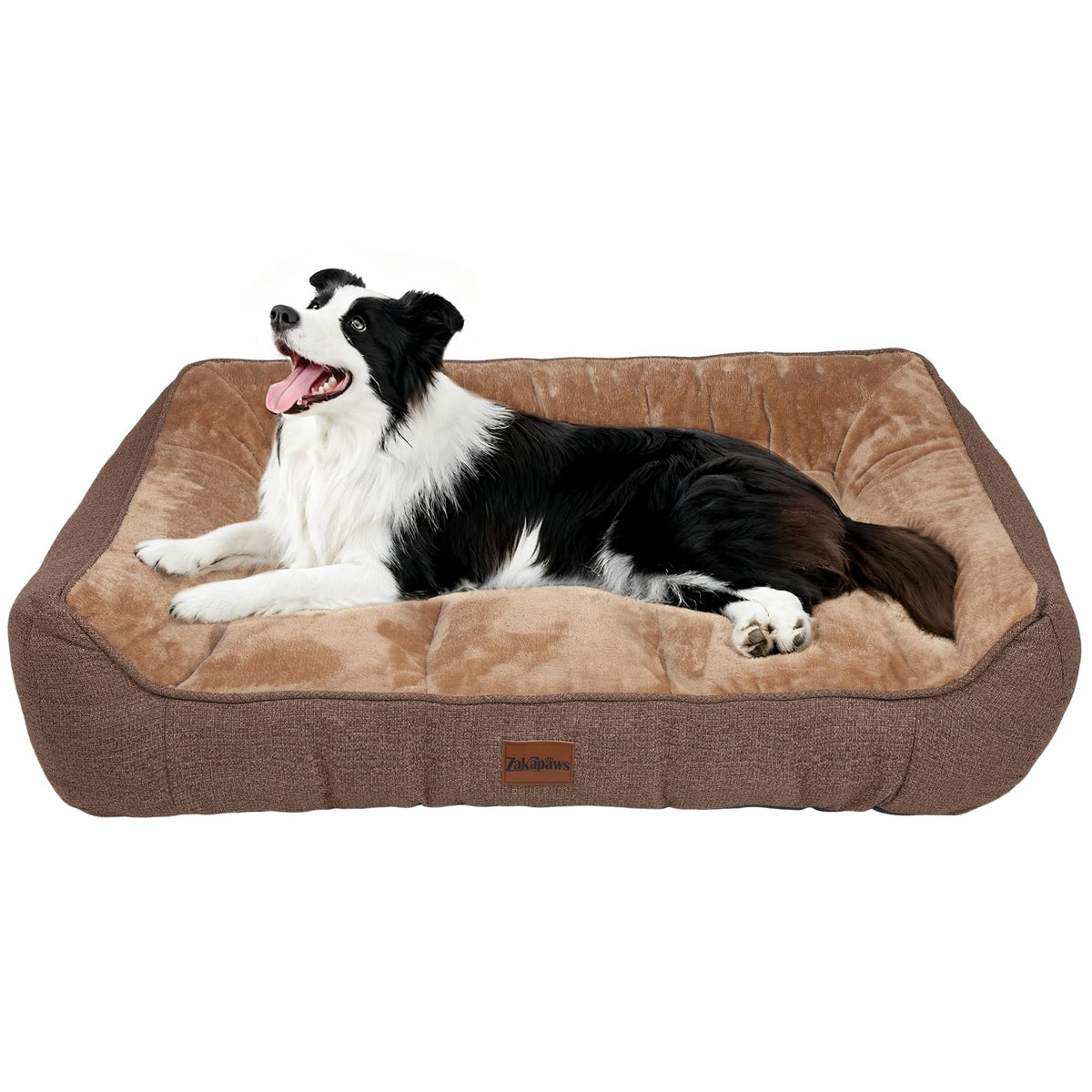 ZAKAPAWS orthopedic bed for large dogs, side view highlighting extra thickness for joint support.