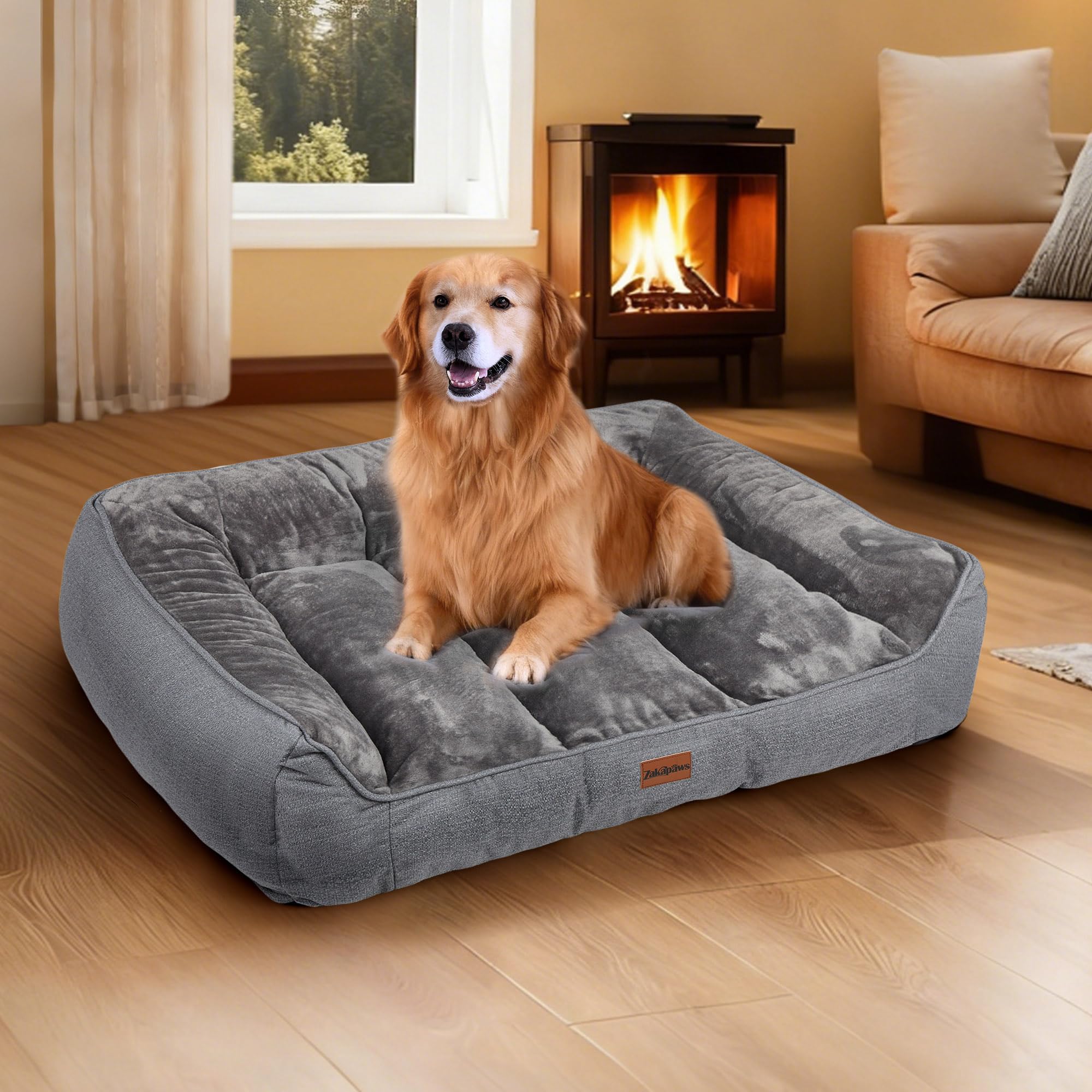 ZAKAPAWS orthopedic dog bed non-slip bottom ensures stable placement