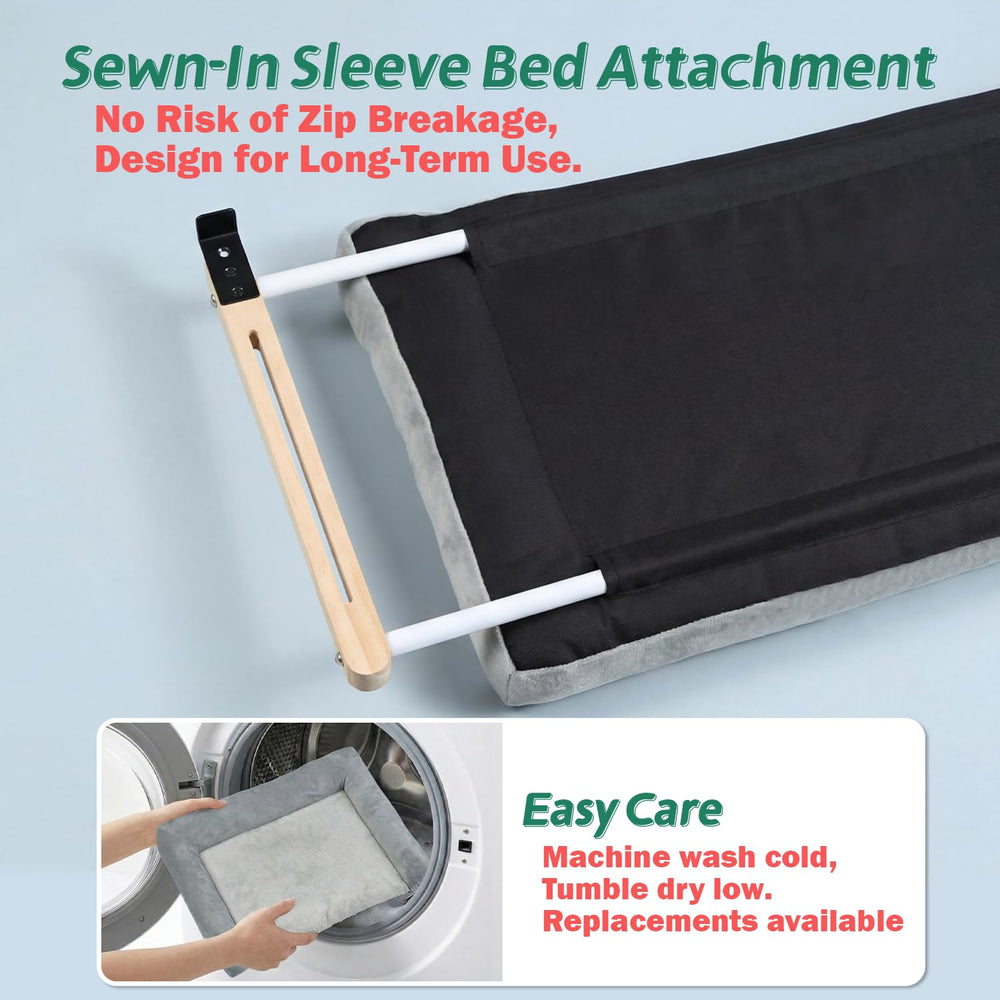 Zakkart cat perch adjustable bracket enables easy, tool-free setup.
