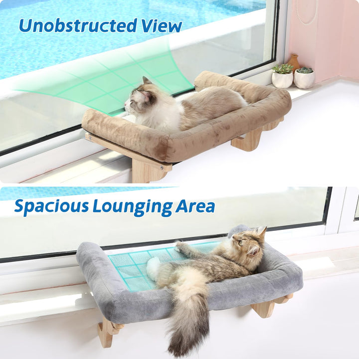 Zakkart cat perch bed closeup showing plush cushion and secure sleeve design.