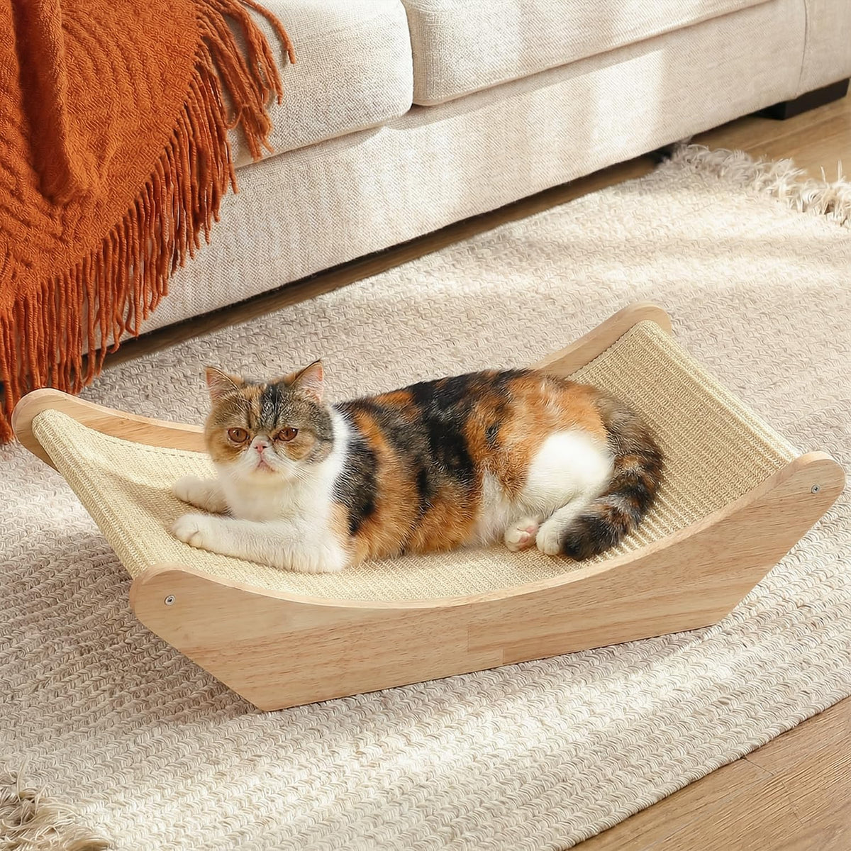 Zakkart Cat Sisal Scratching Bed Hammock offers cozy lounging and a durable sisal surface.