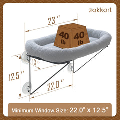 Zakkart window perch bed features warm sherpa for cozy naps.
