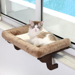 Zakkart cat window perch with bolster, cozy sunbeam lounging for cats.