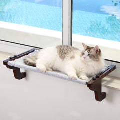Zakkart Easy Seat Cat Perch wood frame provides sturdy window lounging.