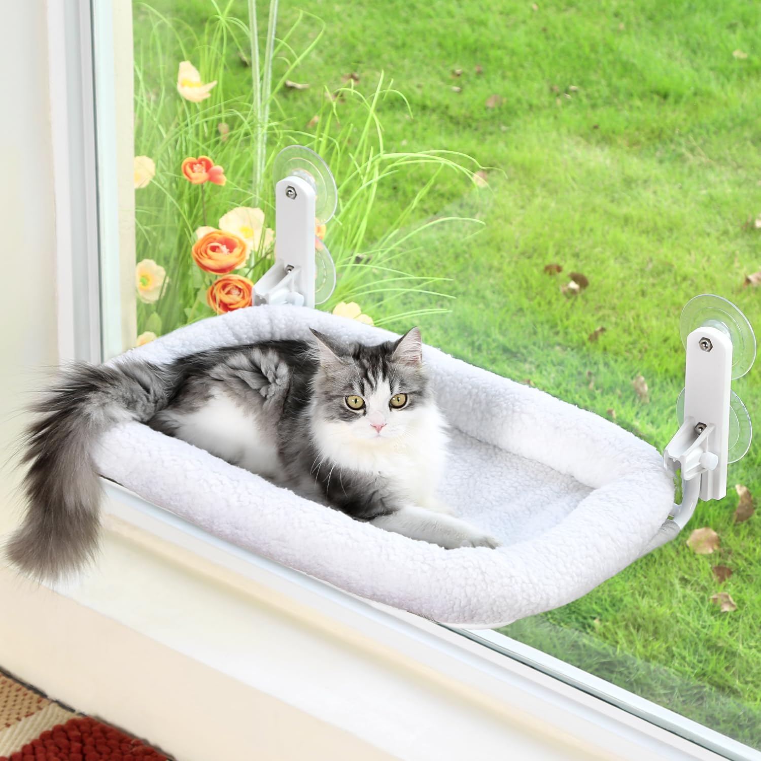 Zakkart Foldable Window Cat Hammock demonstrates quick setup and strong support.