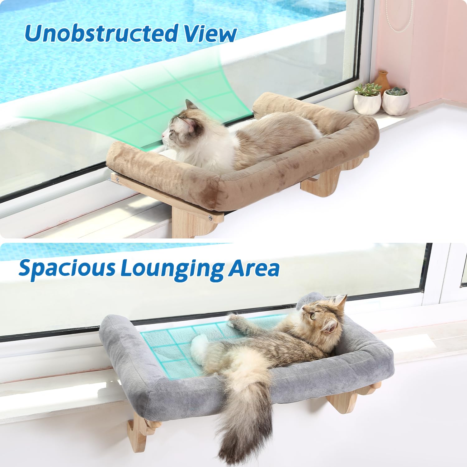 Close-up of orthopedic hammock bed showing gentle joint support for cats.