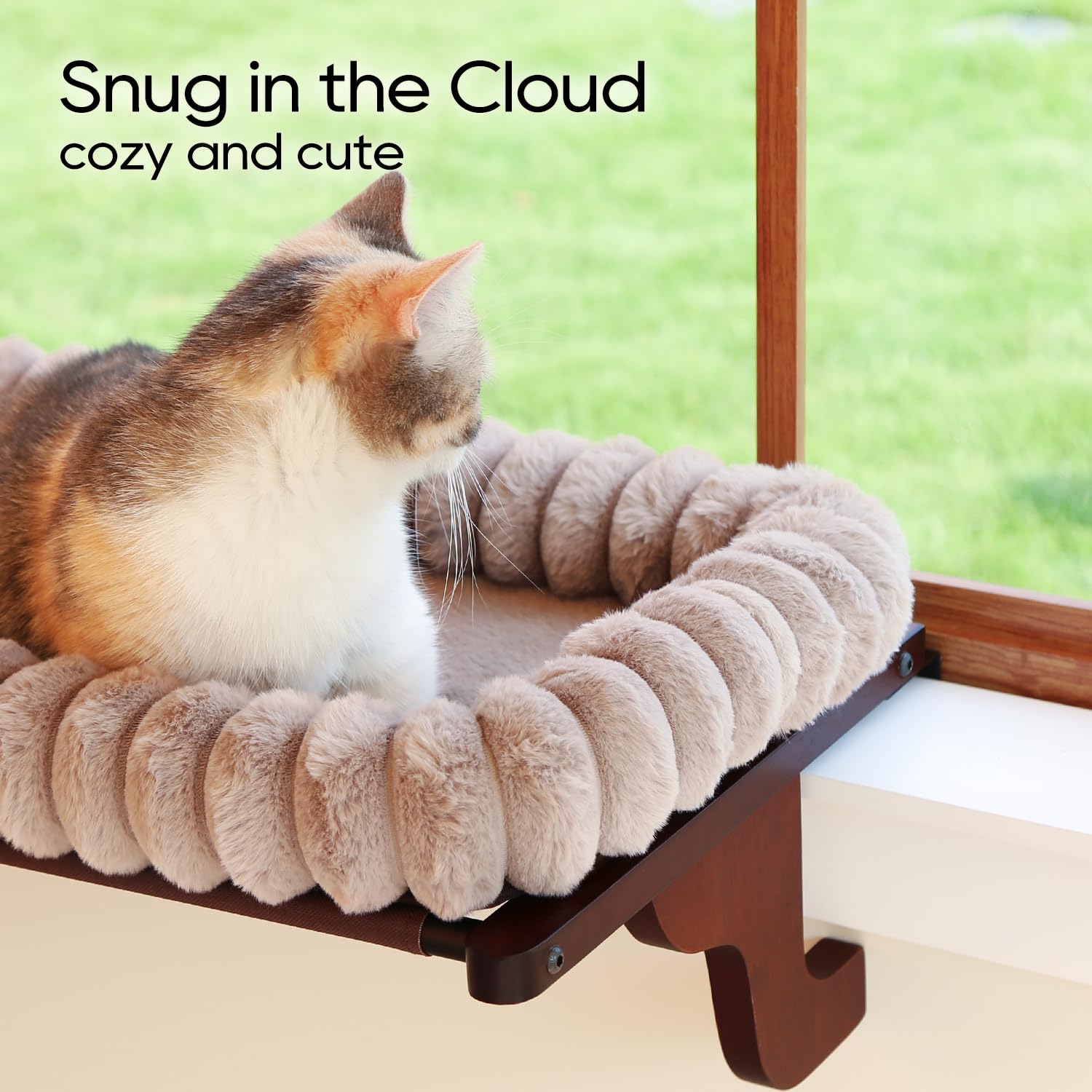 Solid hardwood frame provides sturdy support for larger cats.