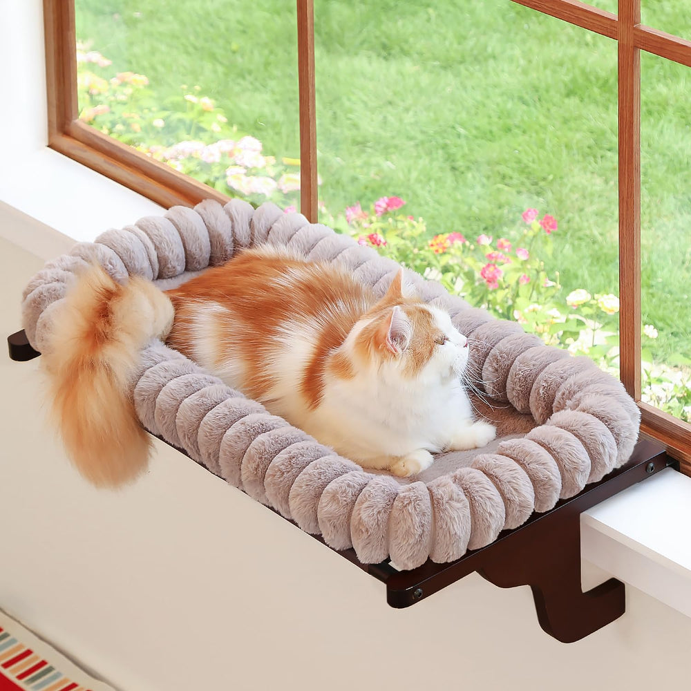 Zakkart SnugCloud window perch with 4-sided bolster for secure, sunny naps.
