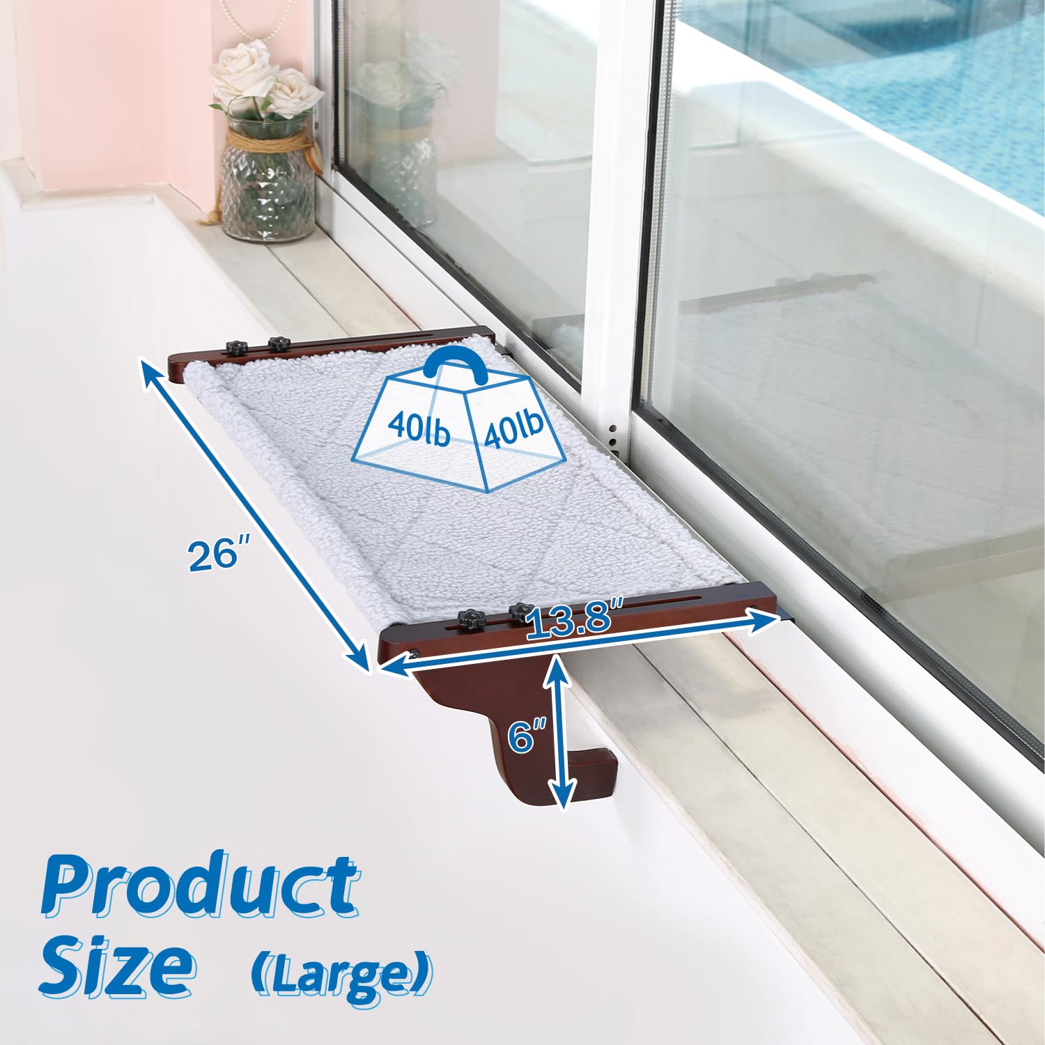 Sturdy pine wood frame and metal hardware supporting up to 40 lbs