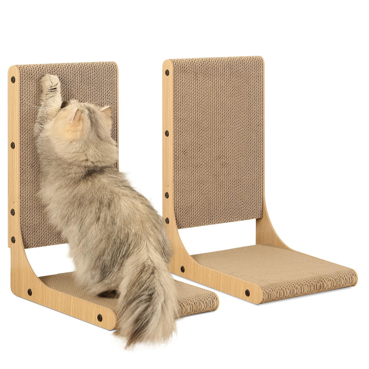 Zakkart two-pack cat scratching board angled view for durable furniture protection.