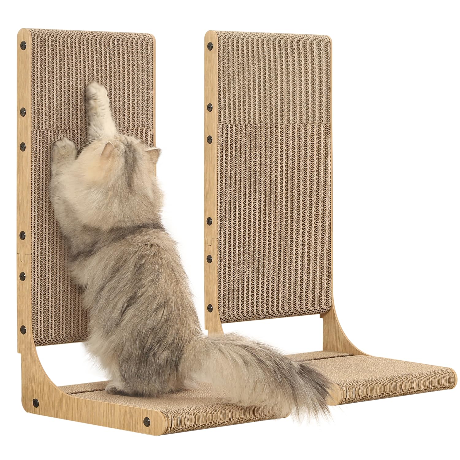 Zakkart two-pack L-shaped cat scratcher for walls and furniture protection.