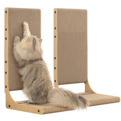 Zakkart two-pack L-shaped cat scratcher for walls and furniture protection.
