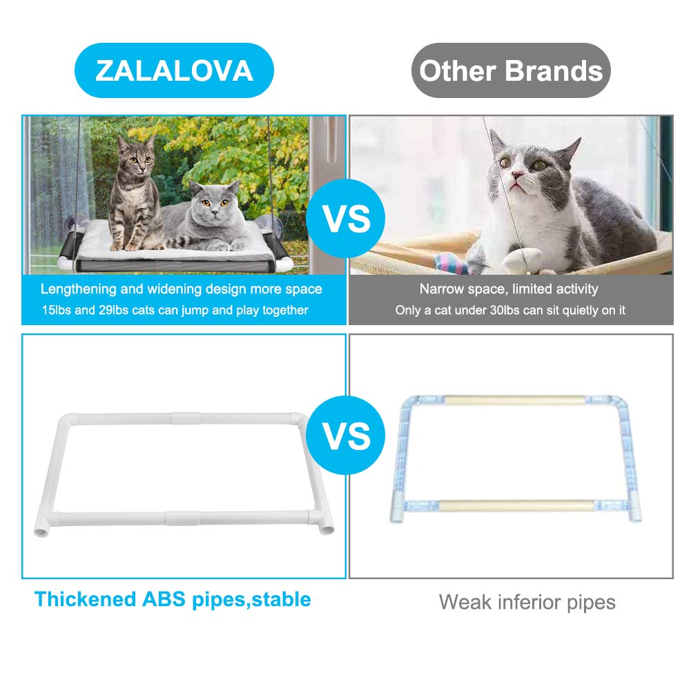 ZALALOVA Large Cat Window Seat fits two cats without crowding.