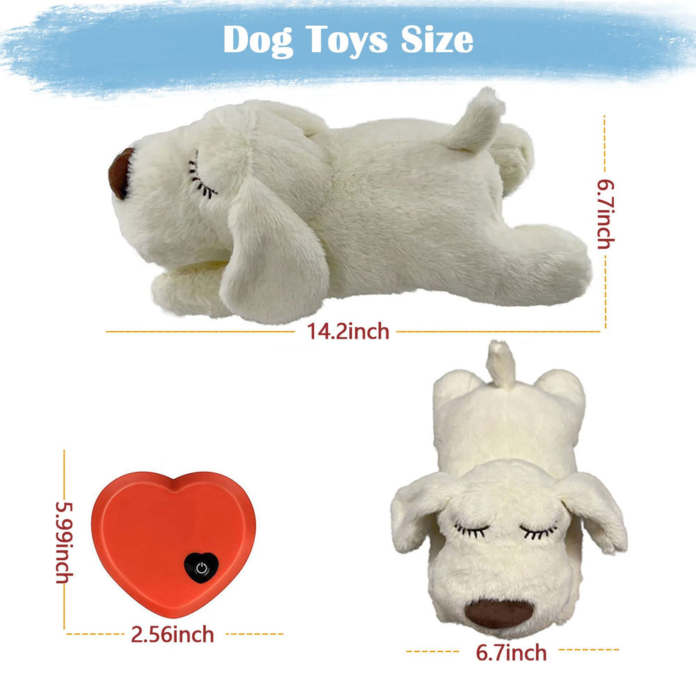 ZALBYUY Heartbeat Puppy Toy in bed demonstrates gentle nighttime reassurance.