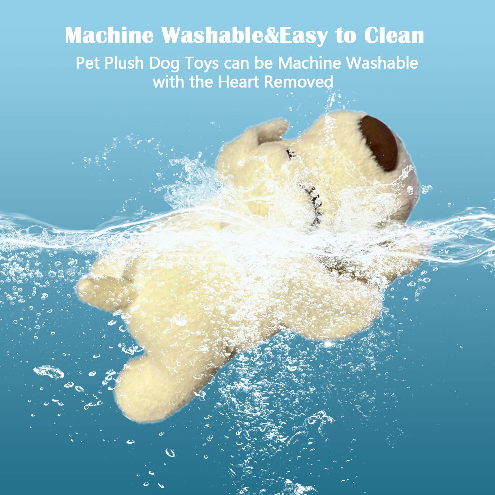 ZALBYUY Heartbeat Puppy Toy fabric close-up shows skin-friendly, washable material.