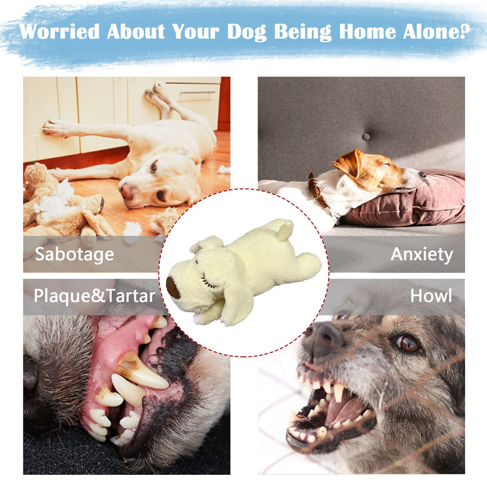 ZALBYUY Heartbeat Puppy Toy side view highlights portable sleep aid for dogs.