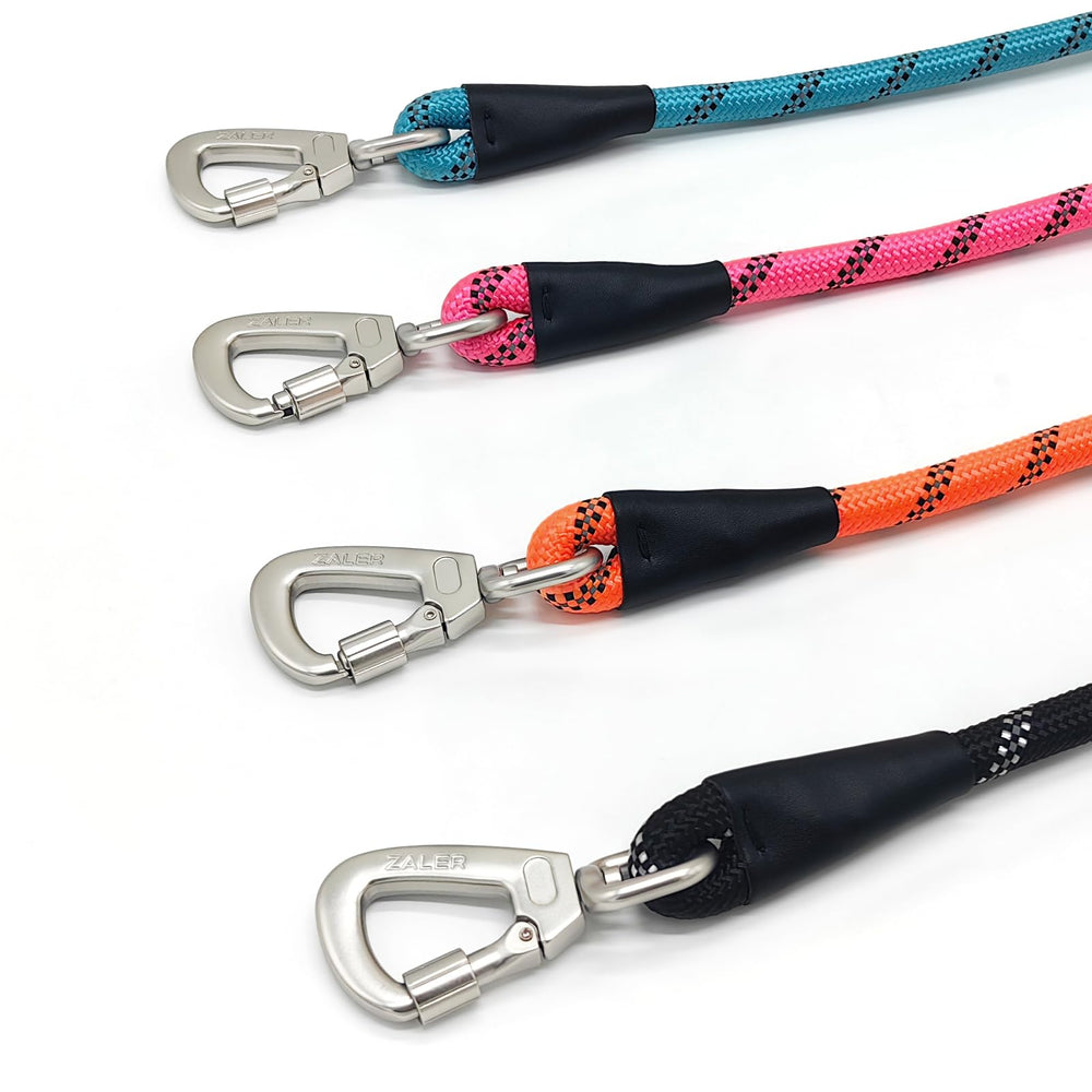ZALER comfort-grip orange leash with tubular handle and reflective webbing