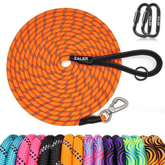 ZALER long dog leash 50ft orange for reliable recalls during training and walks