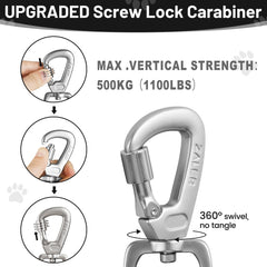 ZALER heavy-duty leash with dual screw locks for hands-free activity