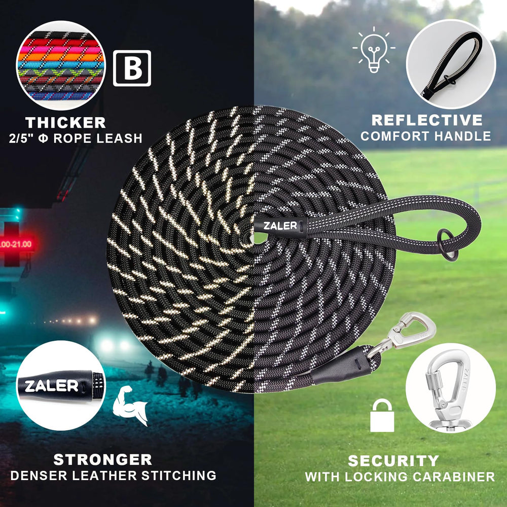ZALER long leash with reflective threading for night visibility
