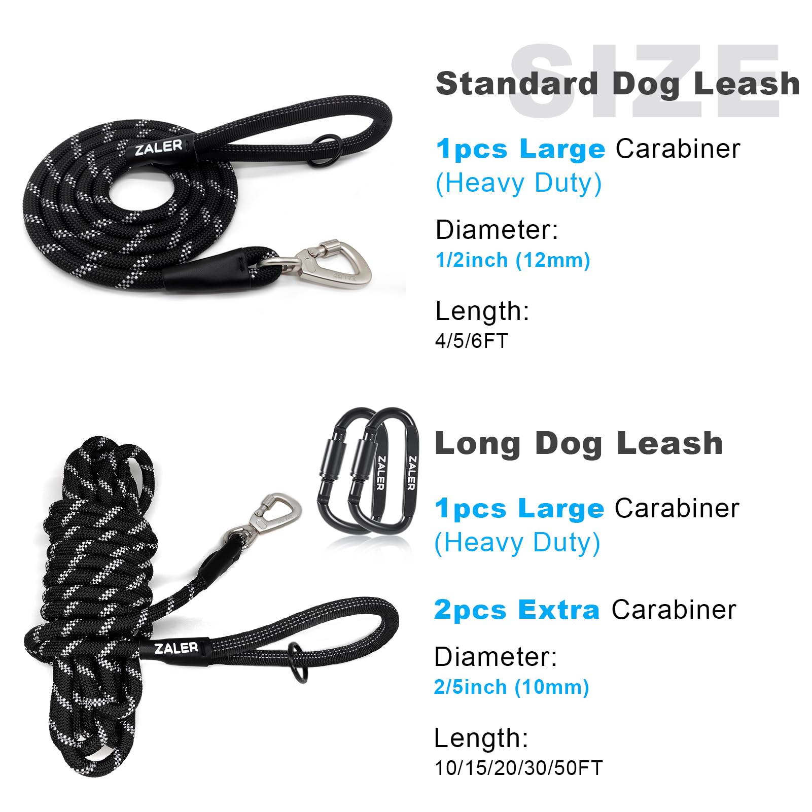 ZALER tubular grip handle on leash provides comfortable, secure hold