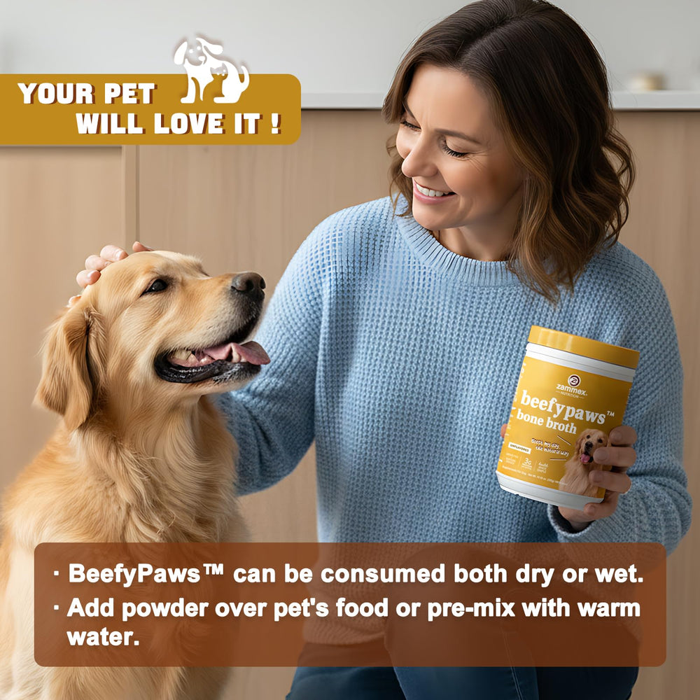 Zammex bone broth powder poured into a bowl aids picky eaters.