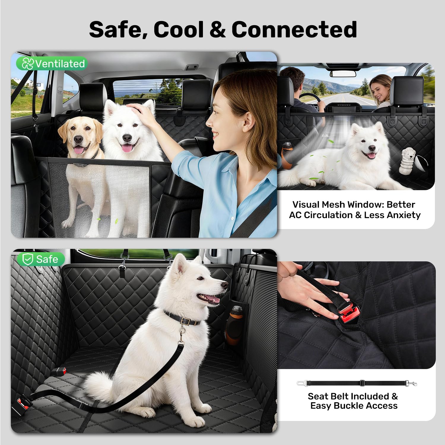 Zanch safety belt openings enable secure travel with pets