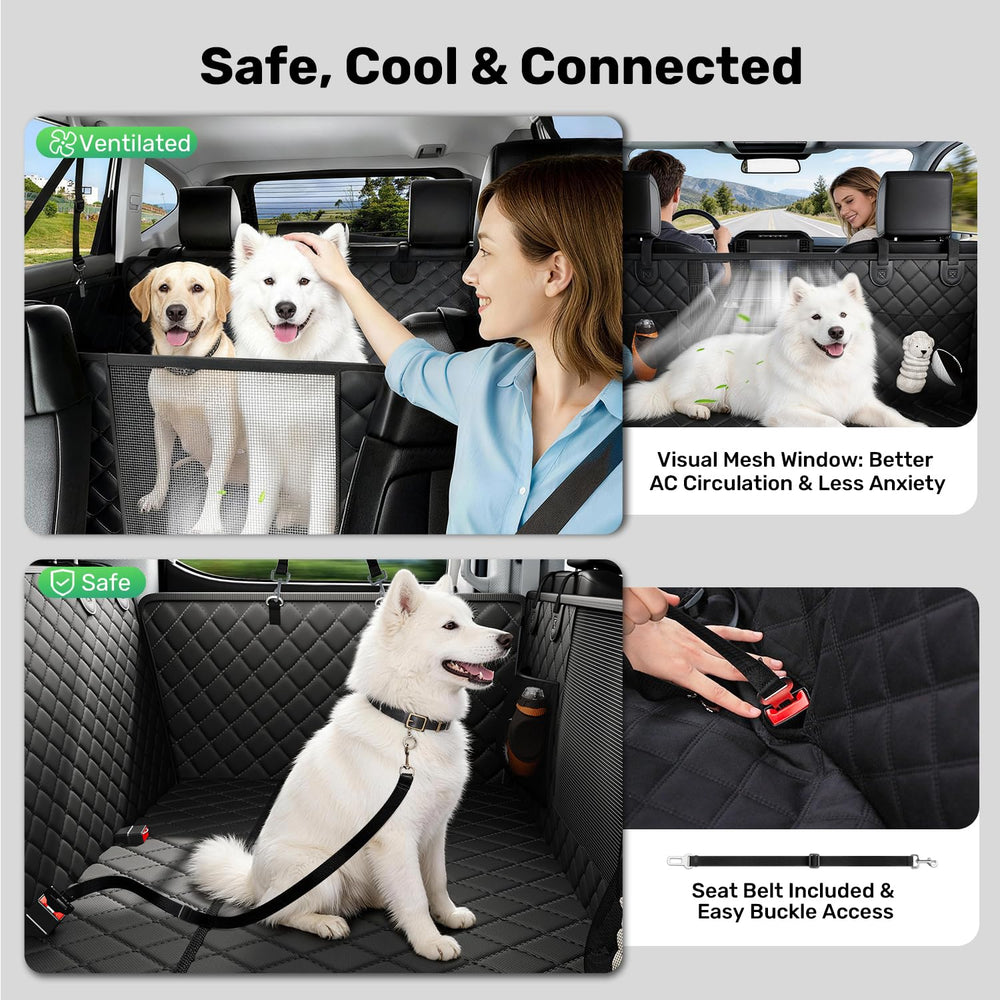 Zanch safety belt openings enable secure travel with pets