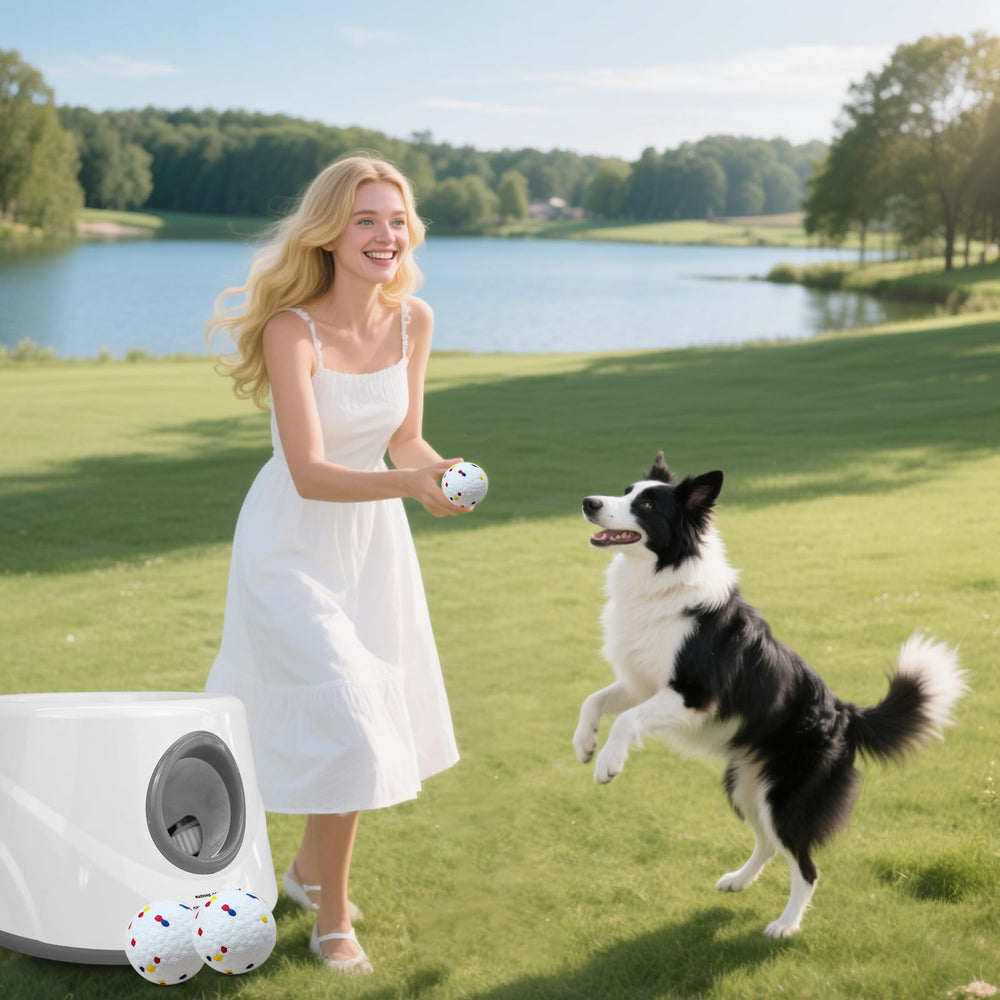 Indoor-outdoor play with the ZAPELL dog launcher setup in action
