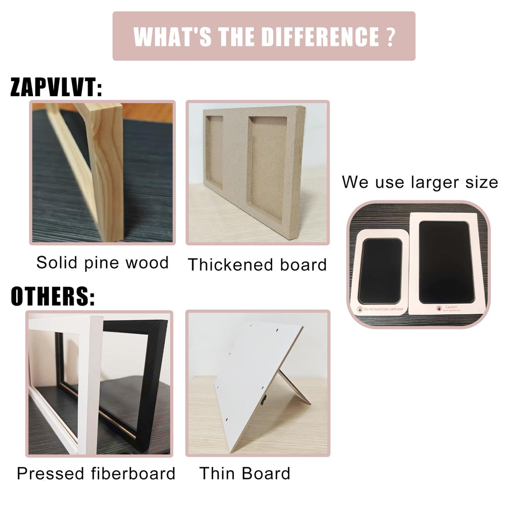 ZAPVLVT 13in x 6.8in wooden frame holds three photos.