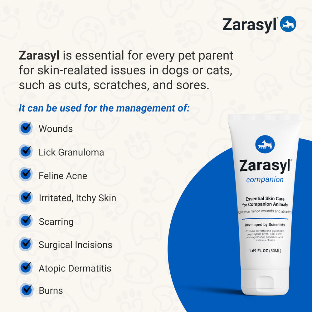 Zarasyl Companion Barrier Cream tube ready for on the go pet care.