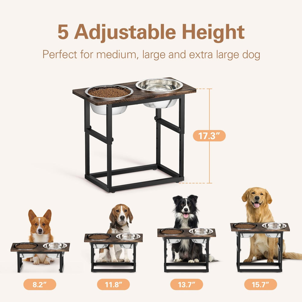 Zarler height-adjustable stand set at 11.8 inches for medium-to-large dogs
