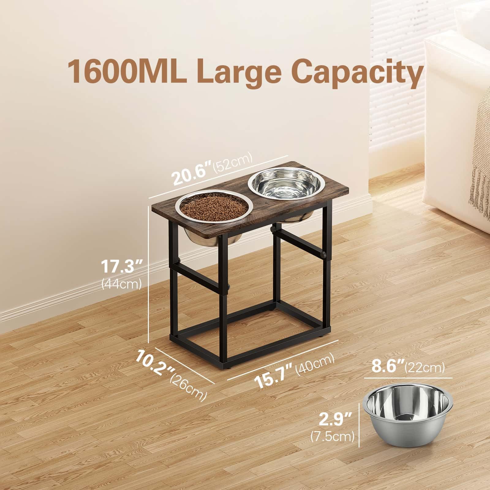 Zarler at 15.7 inch height for taller dogs during meals