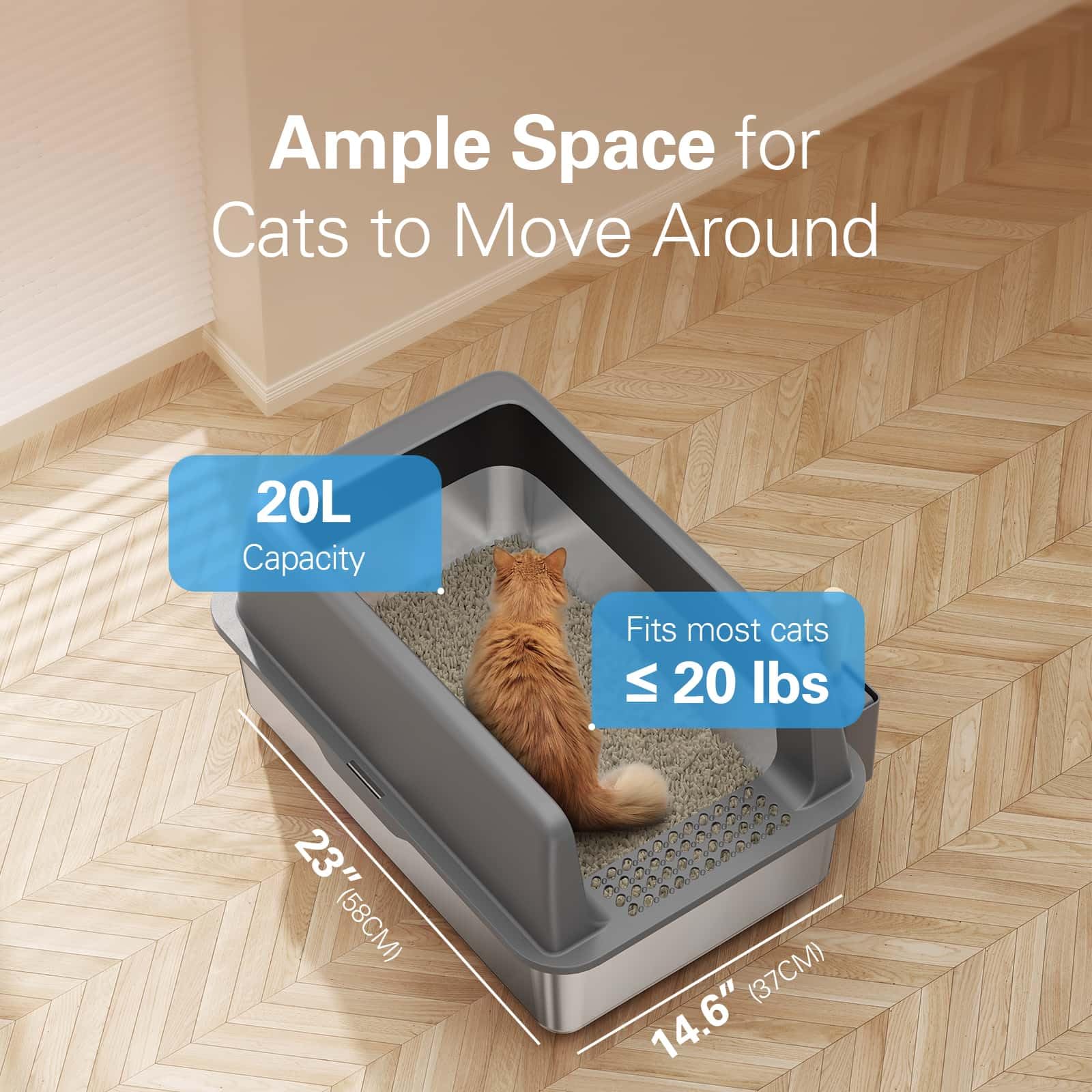 Zarler XL stainless steel litter box inside capacity 20 liters