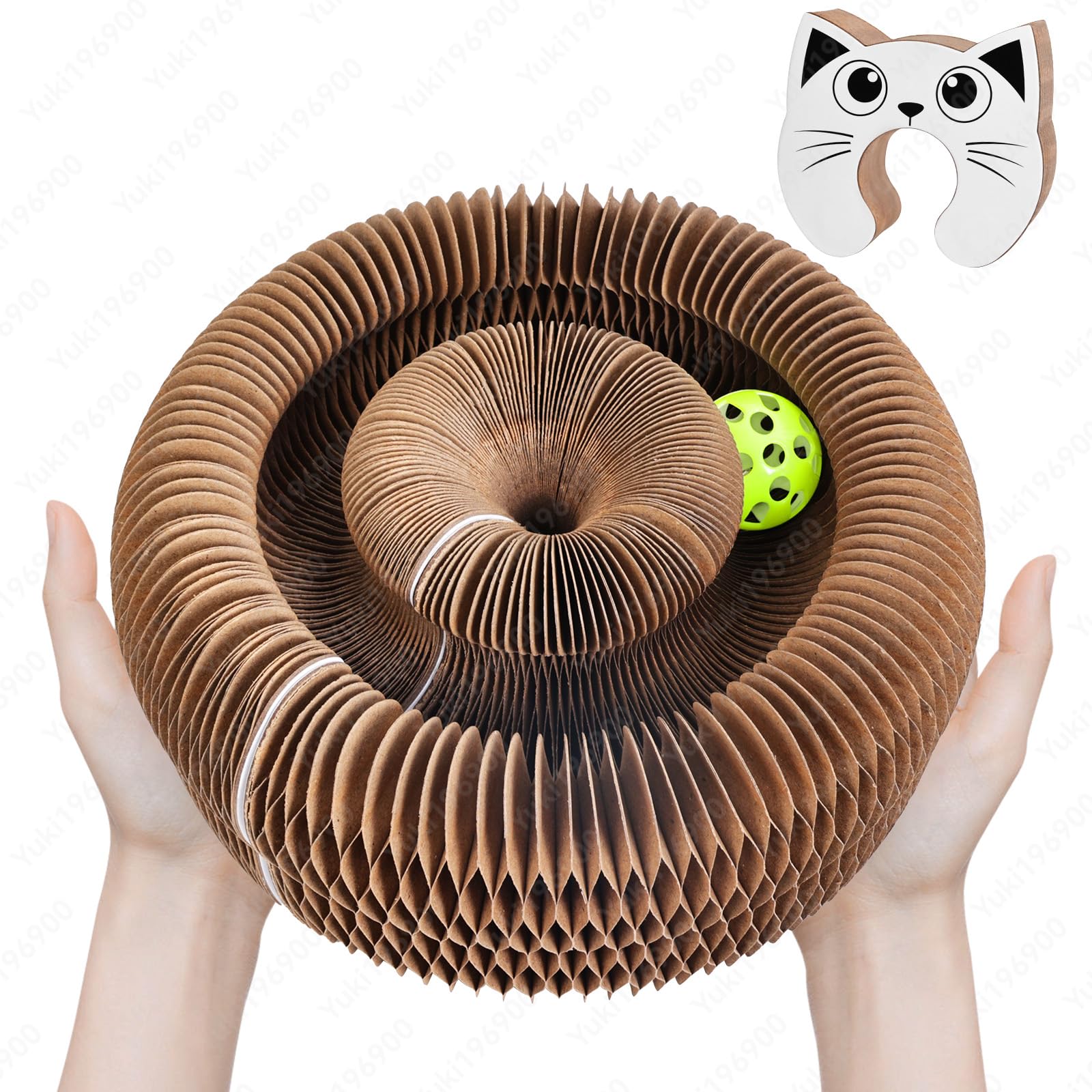 ZAULEY Kitty Curls magic organ scratcher pad engages indoor cats and reduces boredom.