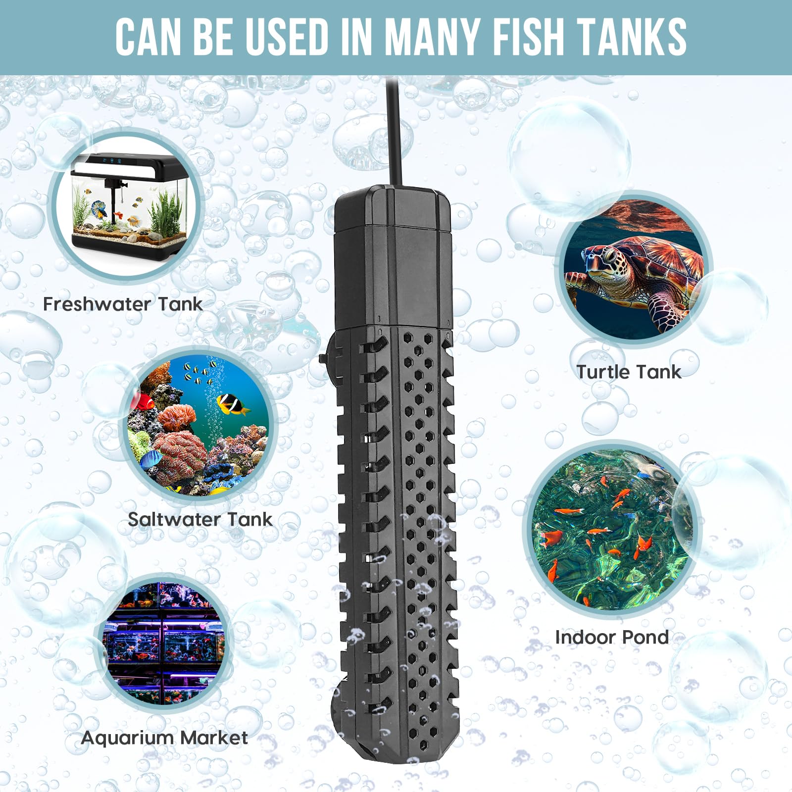 ZazaFi 300W heater mounted with strong suction cups for secure placement