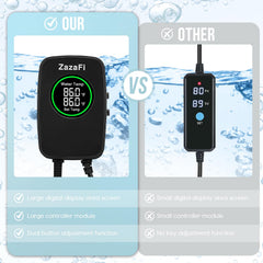 ZazaFi heater secured by robust suction cups on tank wall.
