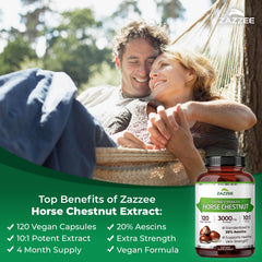 Zazzee 20% aescins standardization label shows high potency and quality