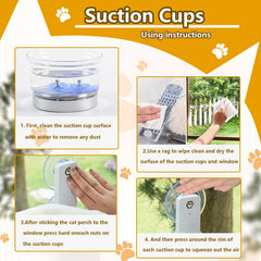 Cat wand toy with suction cup for playful sunbathing sessions.