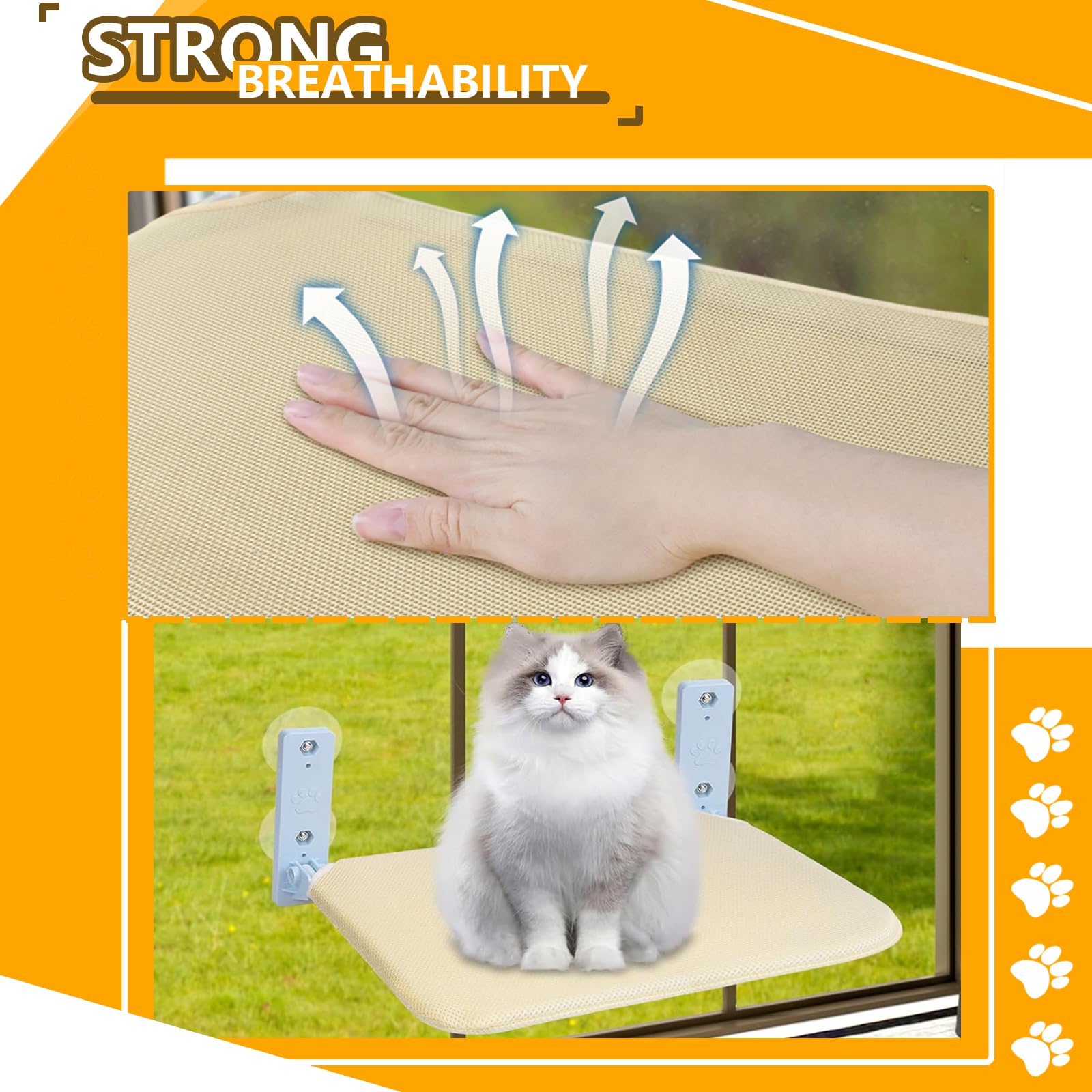 Four suction cups secure attachment on most window sills.